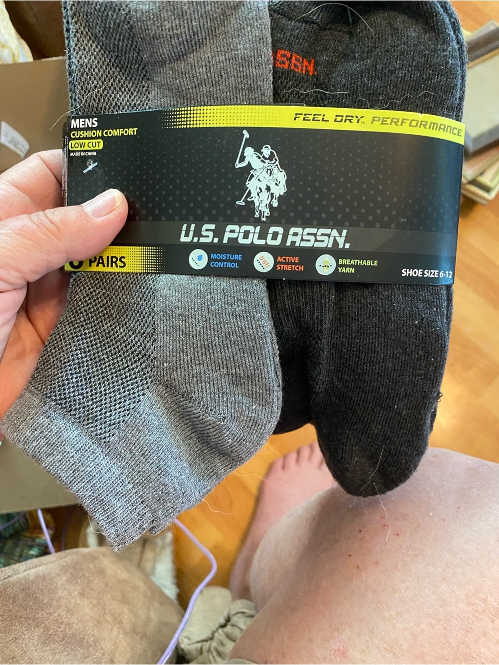 U.S. Polo Assn. Men's Low Cut Cushion Socks - Gray & Black (2 Pairs)